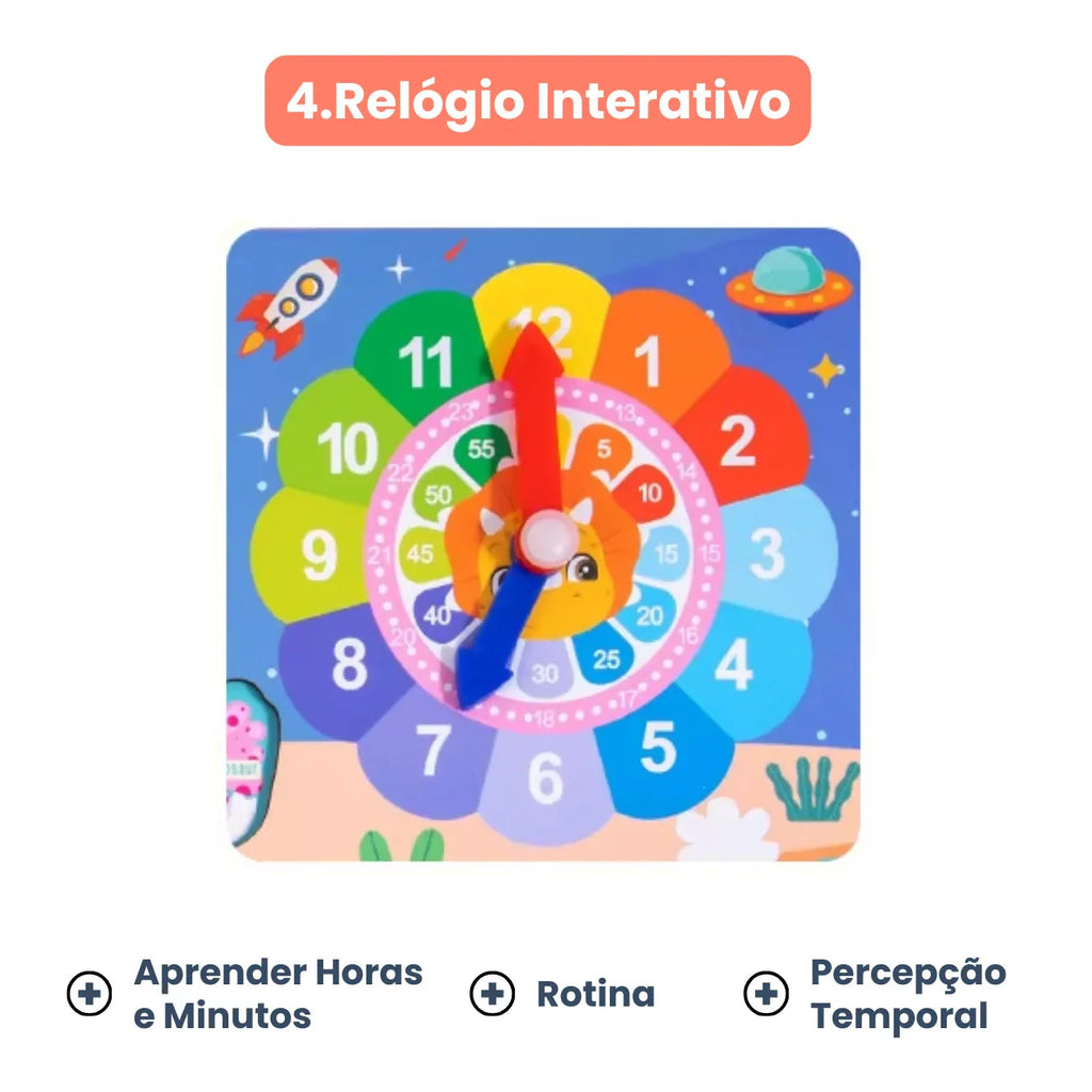 Tabuleiro Educativo Sensorial 7 em 1 Montessori para Desenvolvimento e Coordenação Motora