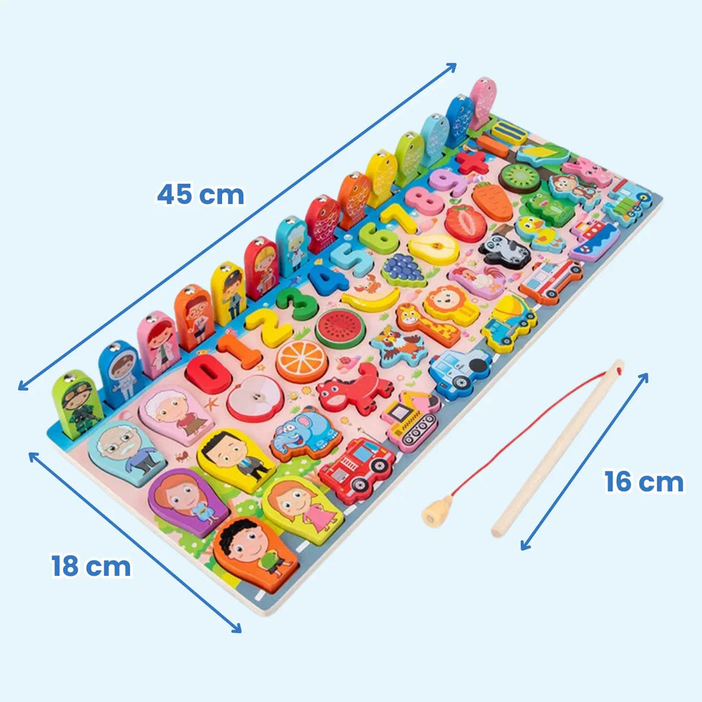 Brinquedo Tabuleiro Pedagógico Montessori 63 Peças em Madeira