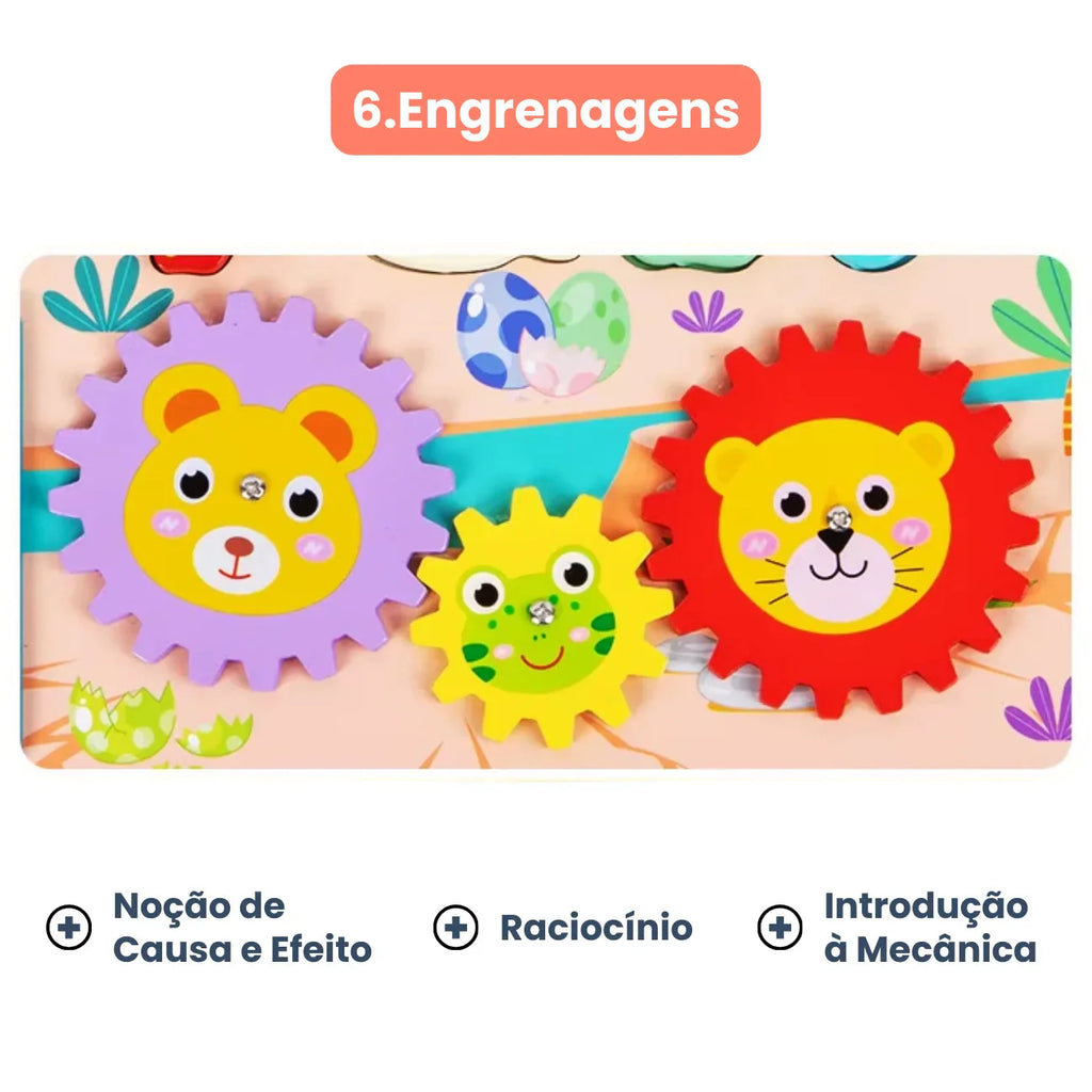 Tabuleiro Educativo Sensorial 7 em 1 Montessori para Desenvolvimento e Coordenação Motora