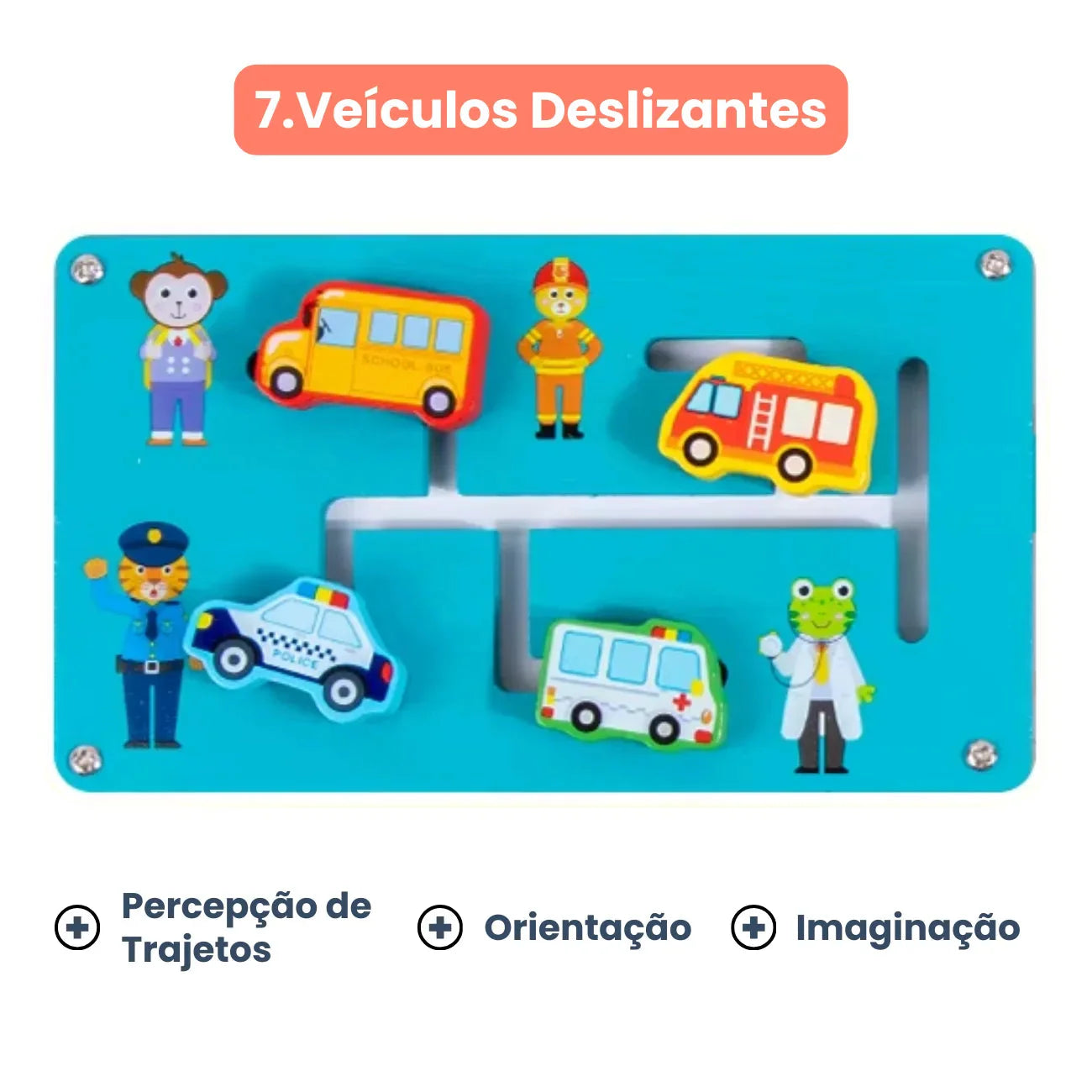 Tabuleiro Educativo Sensorial 7 em 1 Montessori para Desenvolvimento e Coordenação Motora