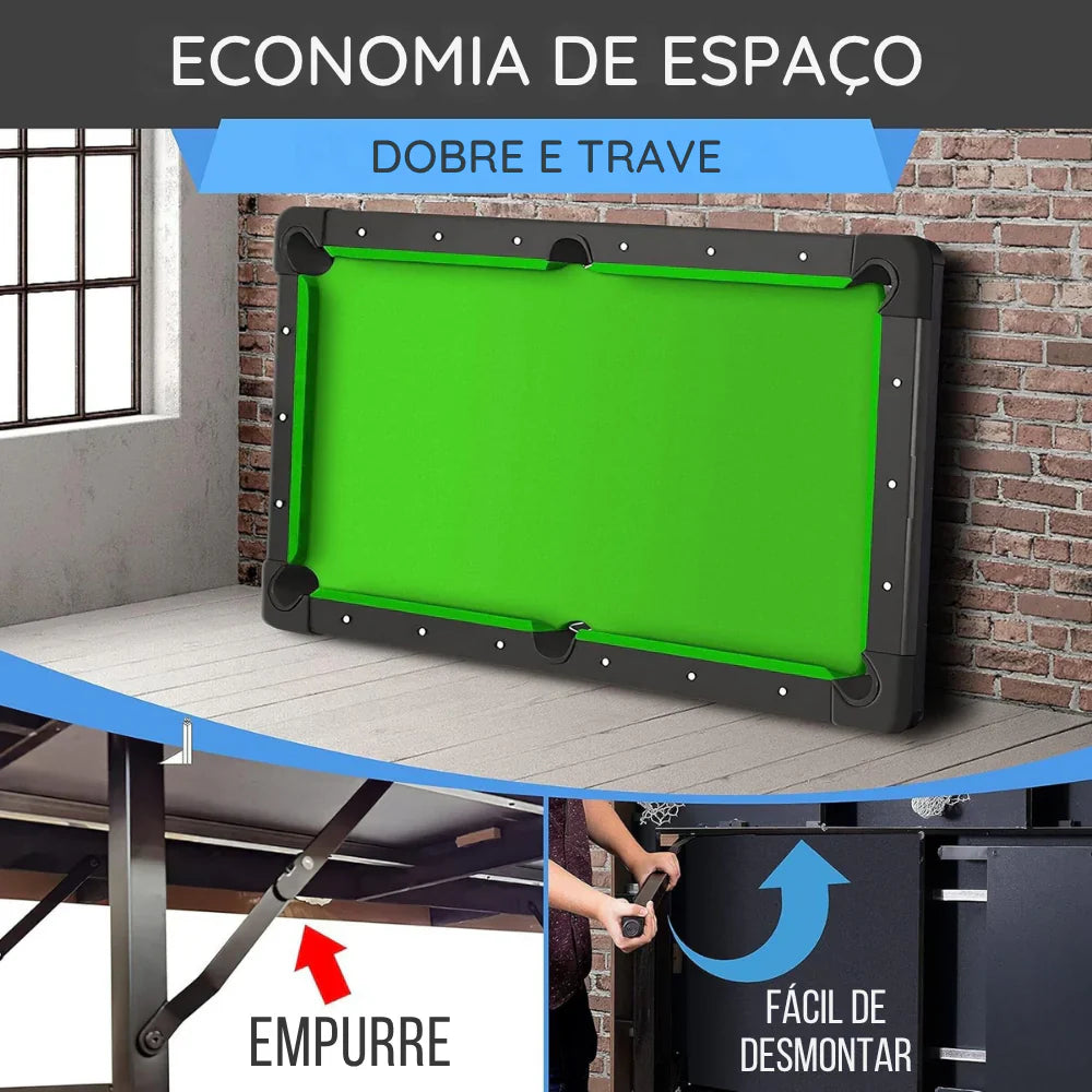 Mesa de Bilhar Dobrável (Aguenta 100kg) + Brinde Exclusivo Hoje!