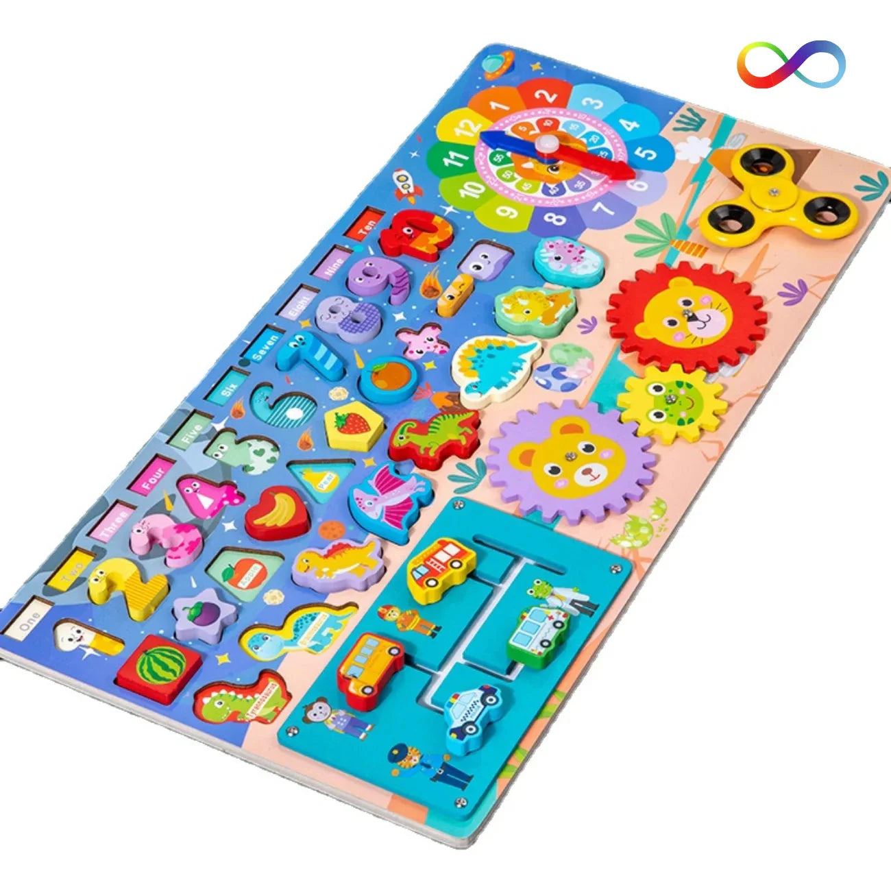 Tabuleiro Educativo Sensorial 7 em 1 Montessori para Desenvolvimento e Coordenação Motora