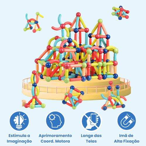 Brinquedo Blocos de Montar Magnéticos para Coordenação Motora e Raciocínio