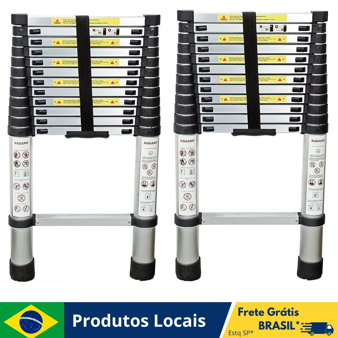 Escada Alumínio Telescópica 4.1 M 16 Degraus Multifuncional