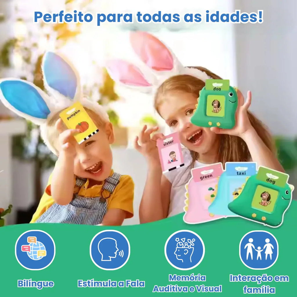 Brinquedo para Aprender Inglês: Leitor de Cartões Bilíngue com 224 Palavras