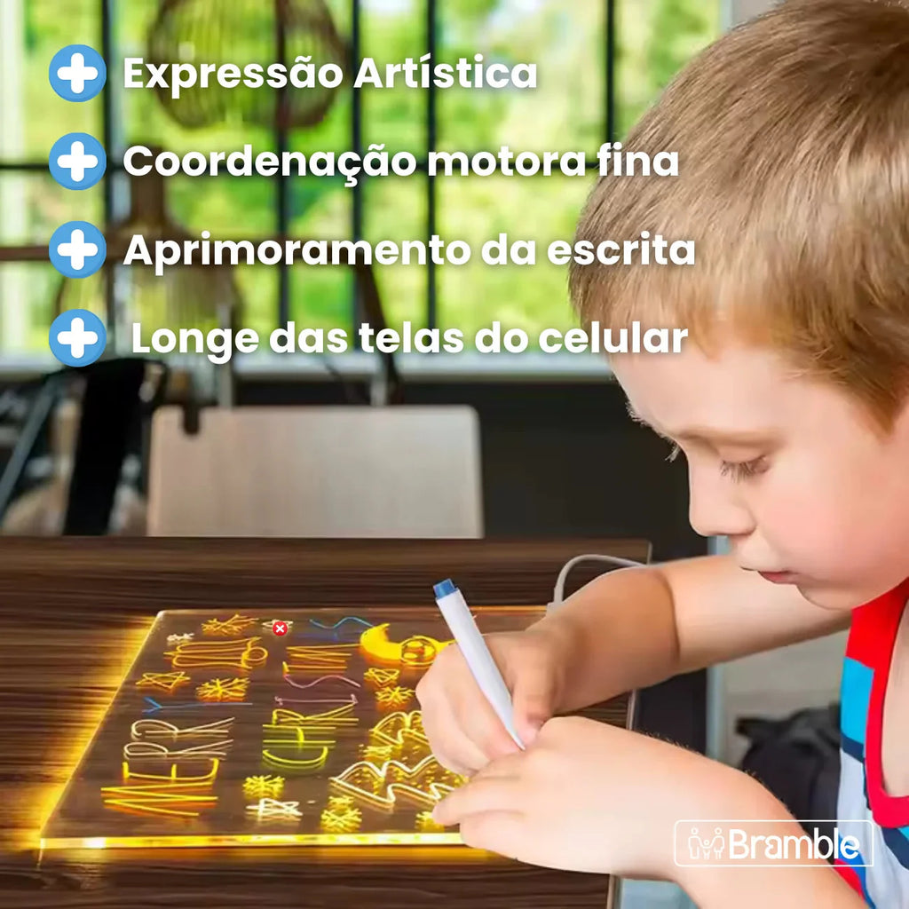 Quadro Mágico LED Infantil para Escrever e Desenhar LuzPad