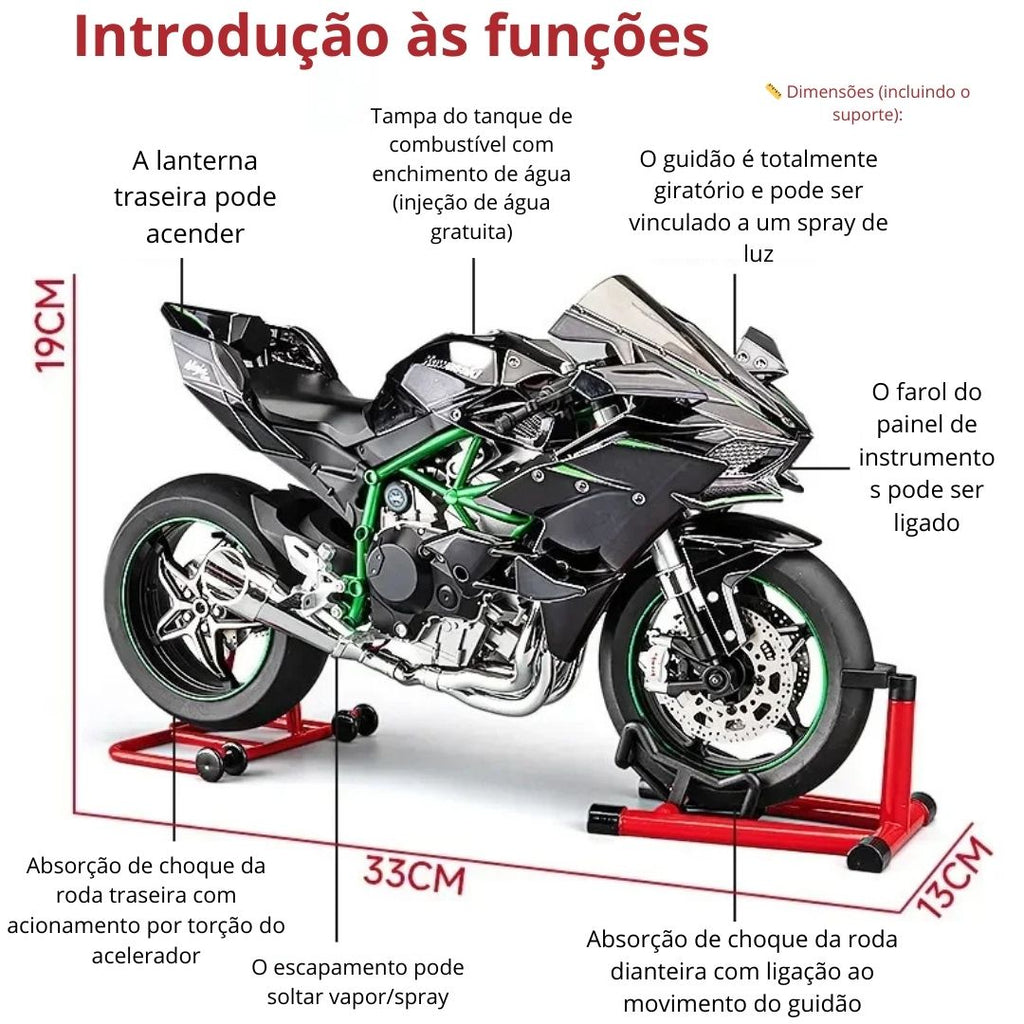 Réplica Perfeita Moto H2R Turbo 33CM (Vapor de Água)