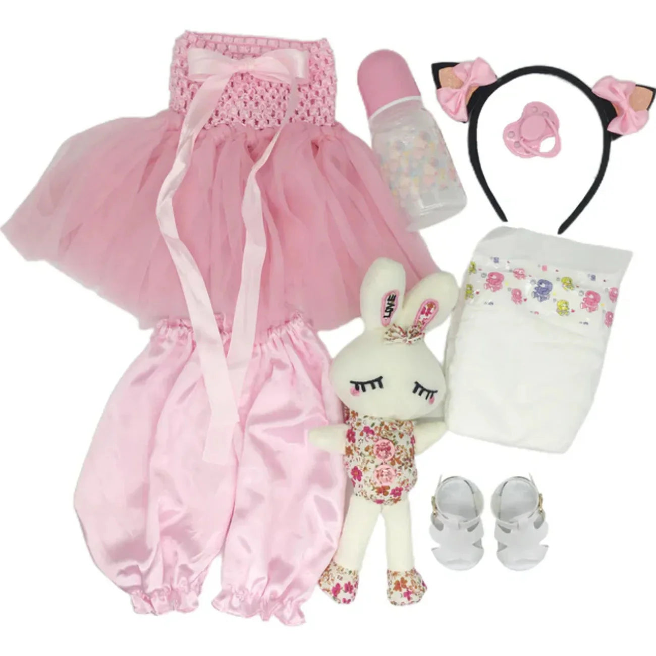 Boneca Bebê Reborn Realista 55cm com Acessórios Coelhinha