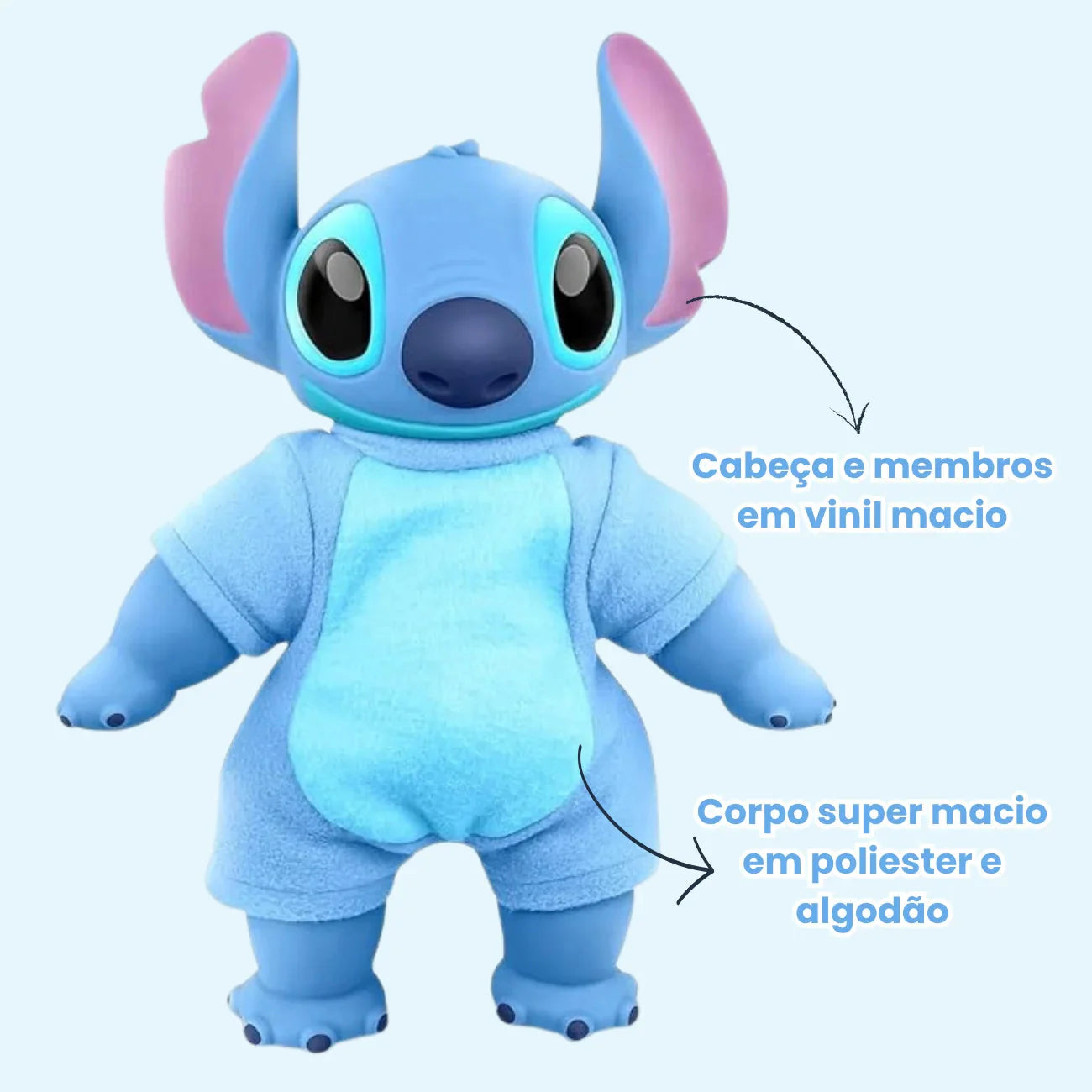 Boneco Stitch Pelúcia Original com Roupinha e Certidão de Nascimento Disney