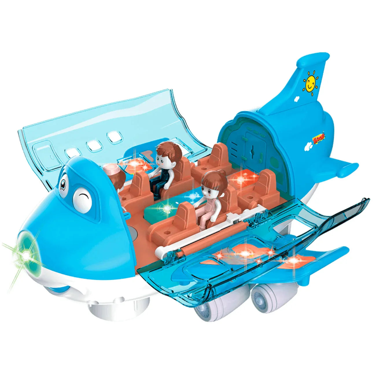 Avião de Brinquedo que Gira 360º Bate e Volta com Luzes e Som Realista