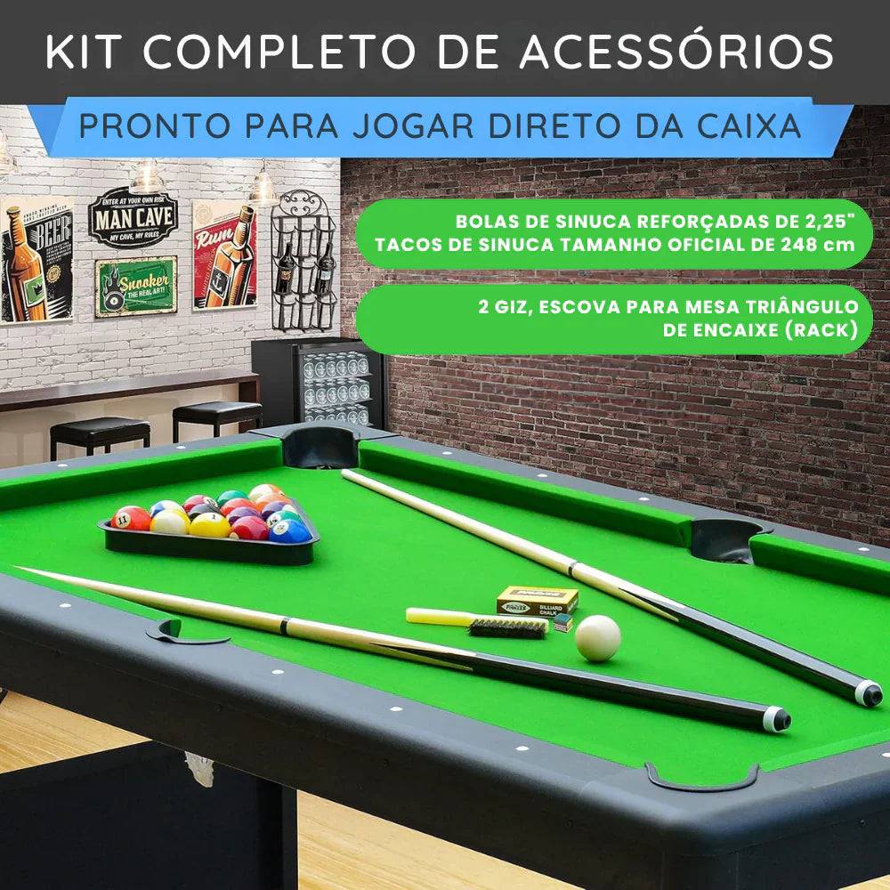 Mesa de Bilhar Dobrável (Aguenta 100kg) + Brinde Exclusivo Hoje!