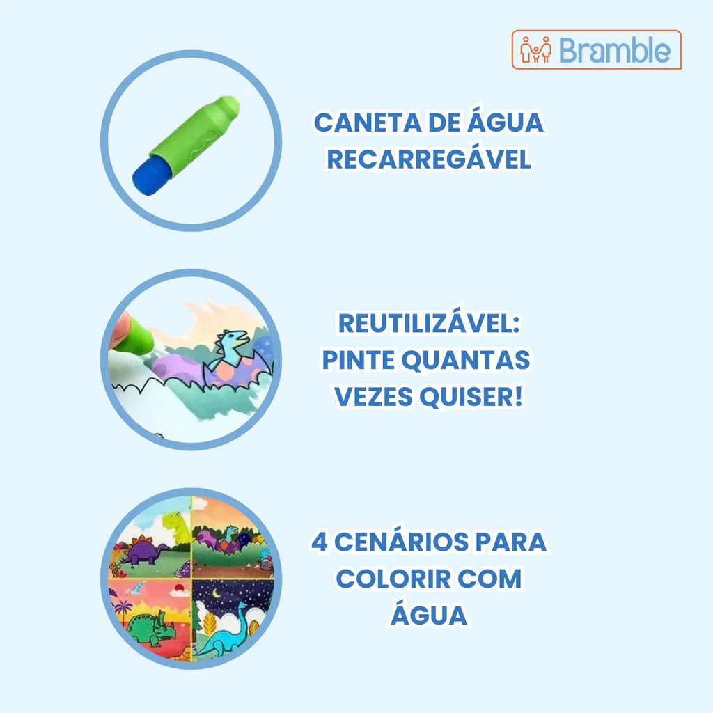 Aquabook Divertido: Livro de Colorir e Pintar com Água Reutilizável