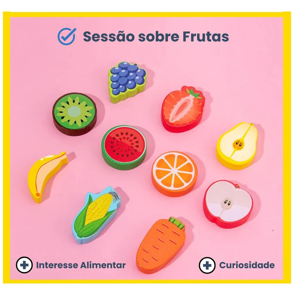 Brinquedo Tabuleiro Pedagógico Montessori 63 Peças em Madeira