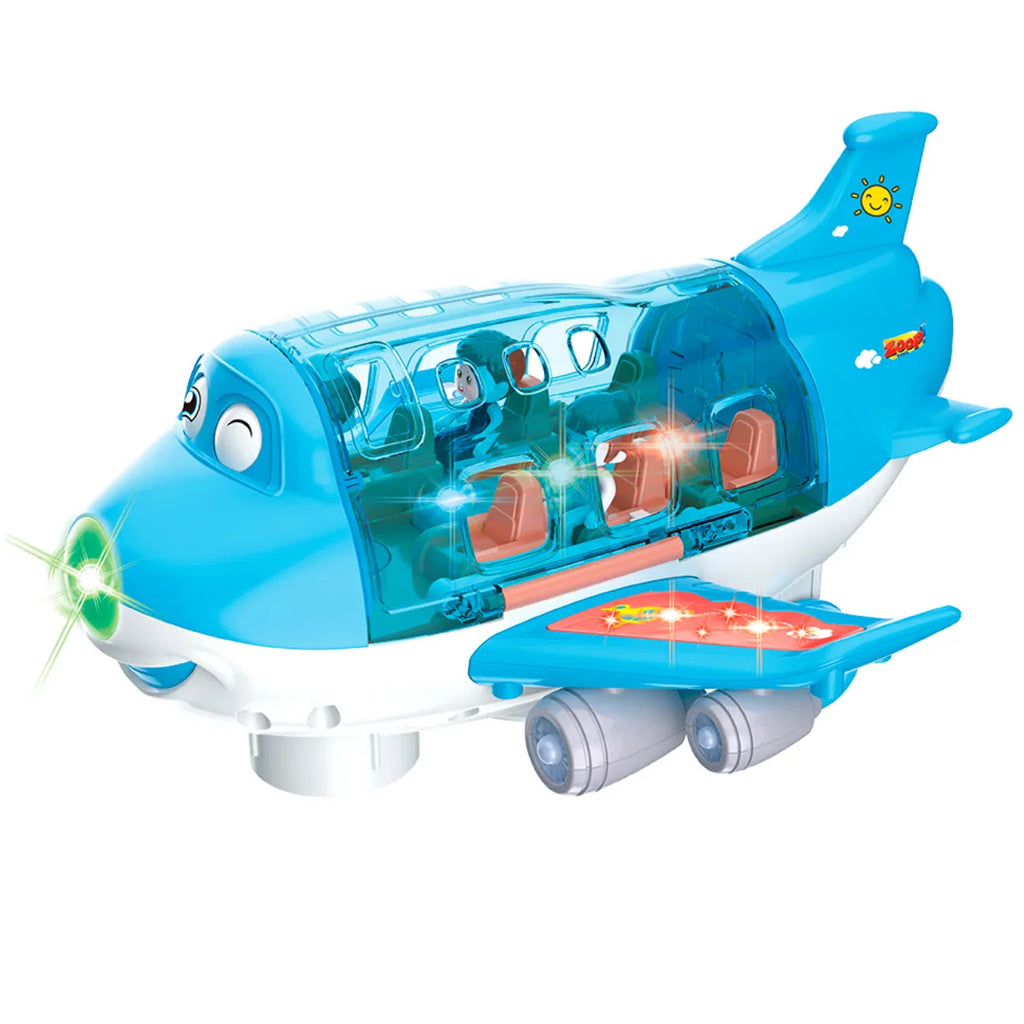 Avião de Brinquedo que Gira 360º Bate e Volta com Luzes e Som Realista