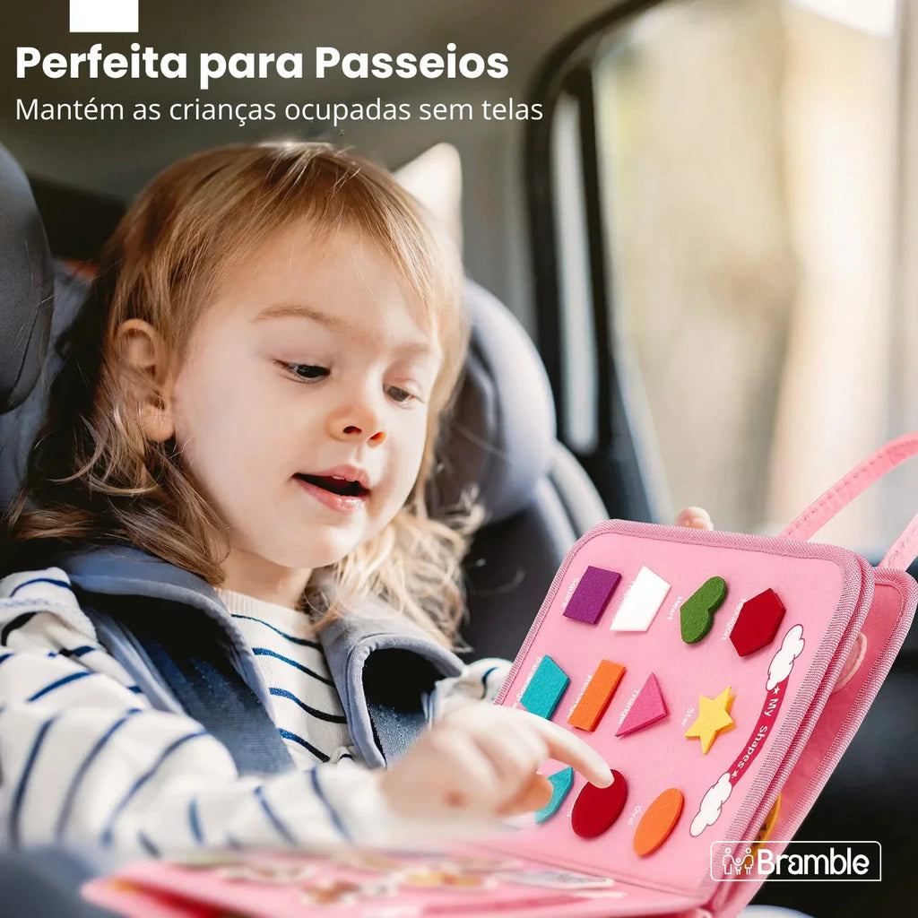 Livro Interativo Infantil Sensorial de Feltro Quiet Book 7 em 1 Montessori