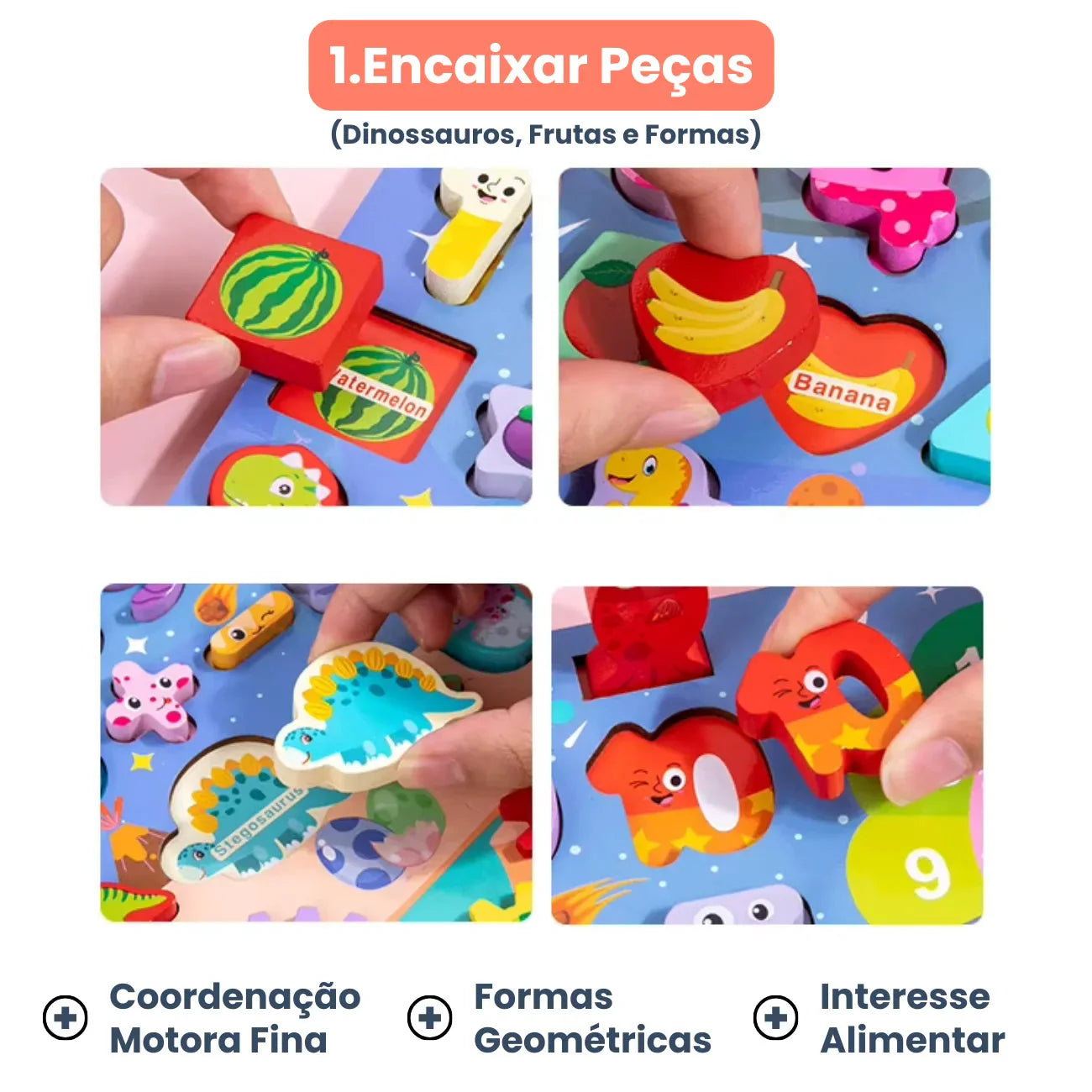 Tabuleiro Educativo Sensorial 7 em 1 Montessori para Desenvolvimento e Coordenação Motora