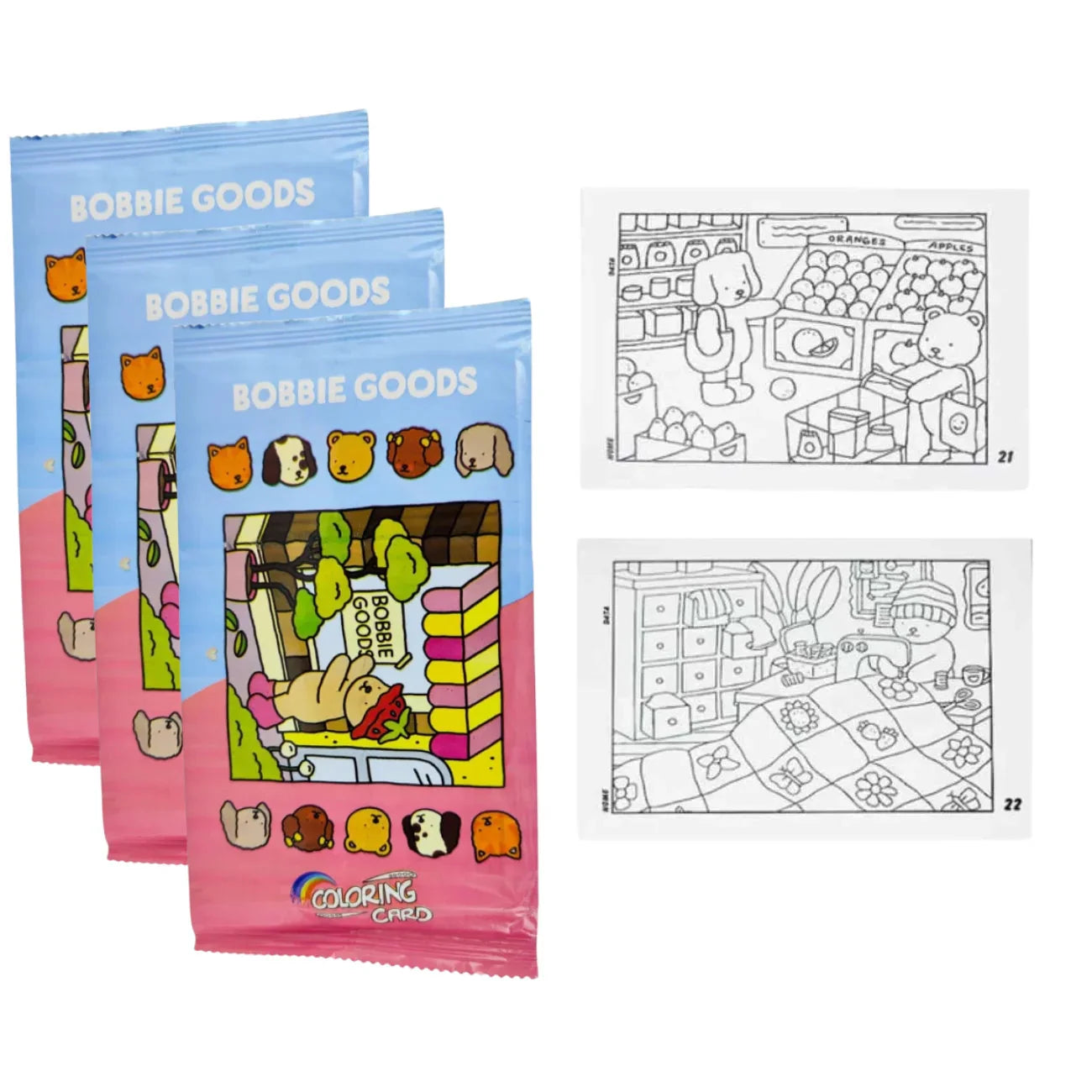 Cards Colecionáveis Bobbie Goods com Desenhos Surpresas Para Colorir