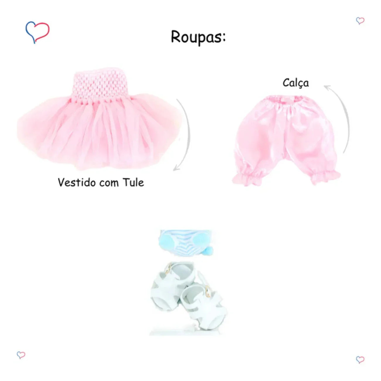 Boneca Bebê Reborn Realista 55cm com Acessórios Coelhinha