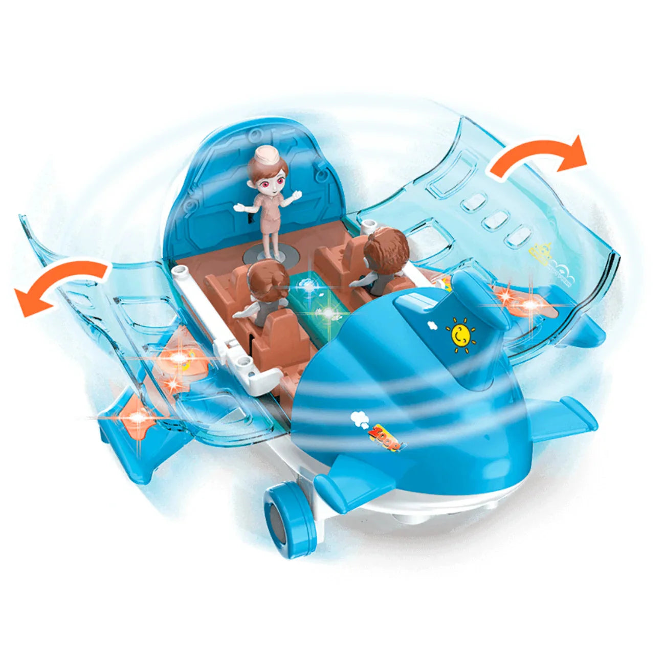 Avião de Brinquedo que Gira 360º Bate e Volta com Luzes e Som Realista