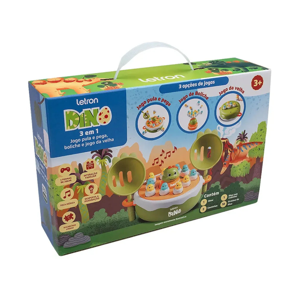 Pula e Pega Dino 3 em 1: Estimula a Concentração, Foco e Raciocínio Rápido