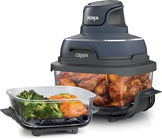 Air Fryer Portátil Ninja Crispi 4 em 1 1500w com 2 Potes de Vidro Cinza