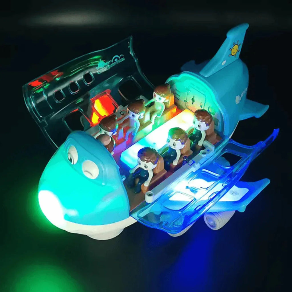 Avião de Brinquedo que Gira 360º Bate e Volta com Luzes e Som Realista