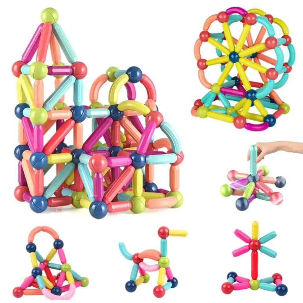 Brinquedo Blocos de Montar Magnéticos para Coordenação Motora e Raciocínio