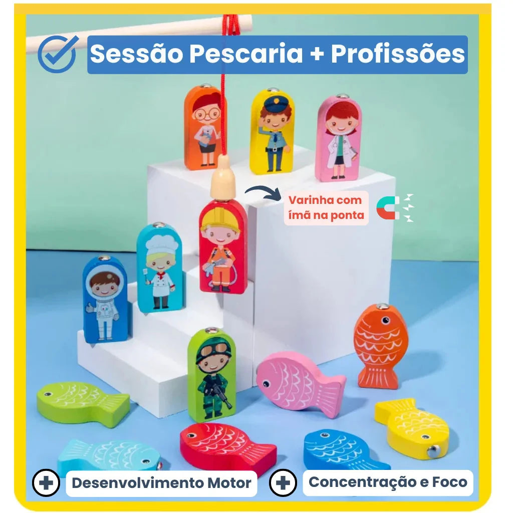 Brinquedo Tabuleiro Pedagógico Montessori 63 Peças em Madeira
