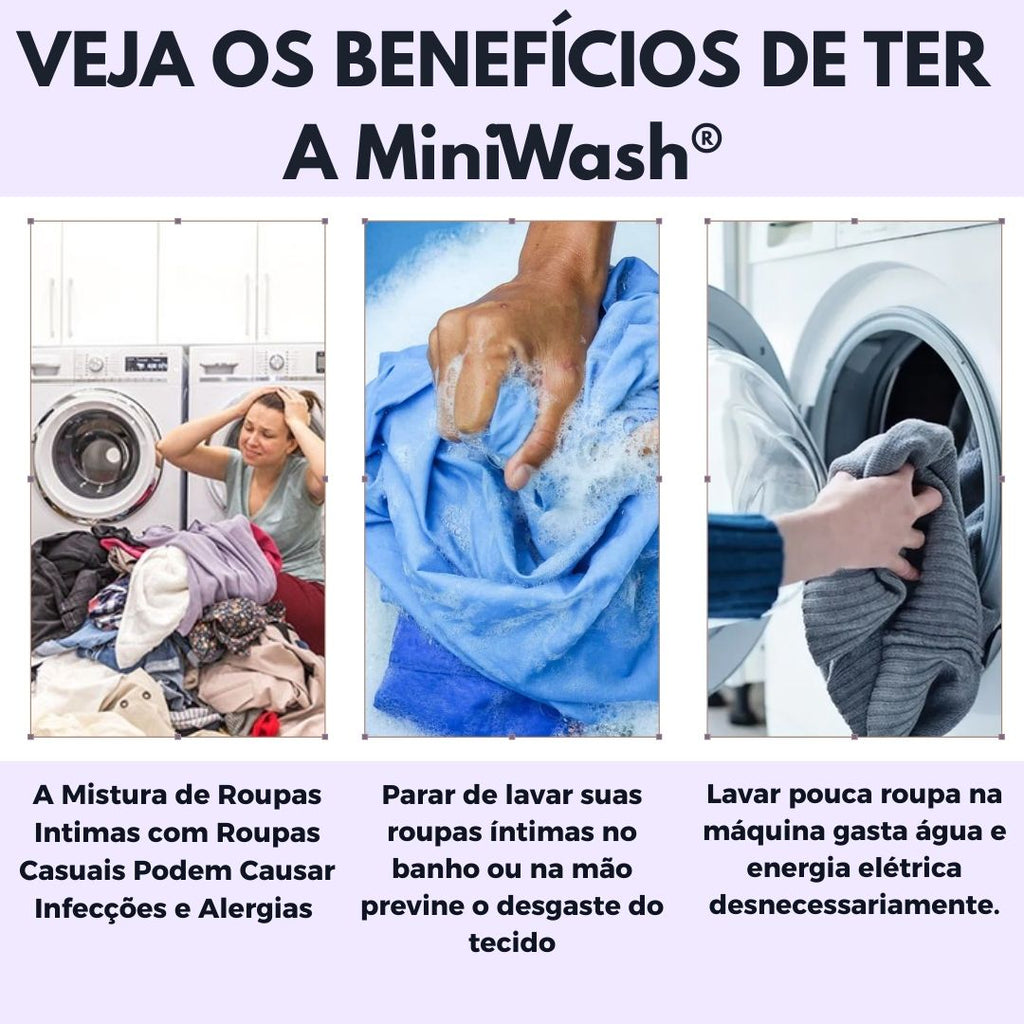MiniWash® Maquina De Lavar Portátil 11 ou 8 Litros (USB BiVolt)
