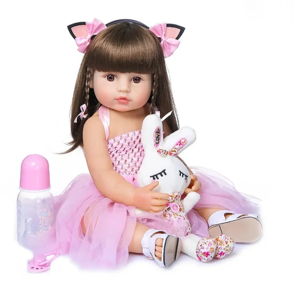 Boneca Bebê Reborn Realista 55cm com Acessórios Coelhinha