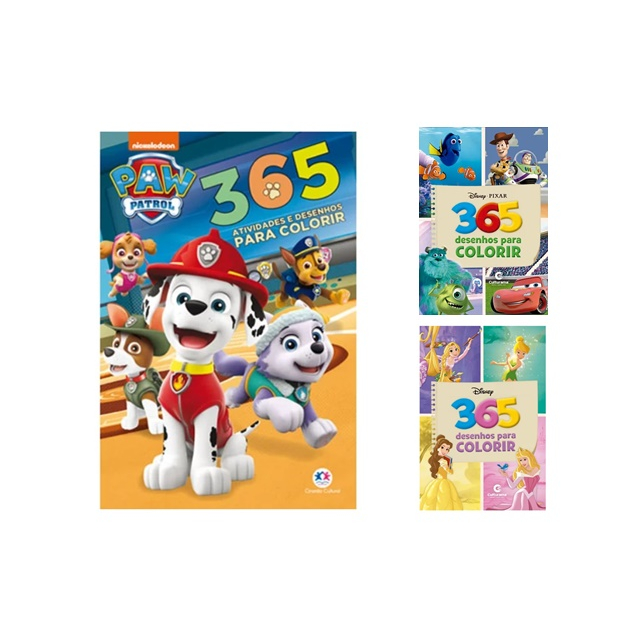 🎨Kit 365 Desenhos - Disney Turma Mônica Heróis Vingadores Princesas Marvel