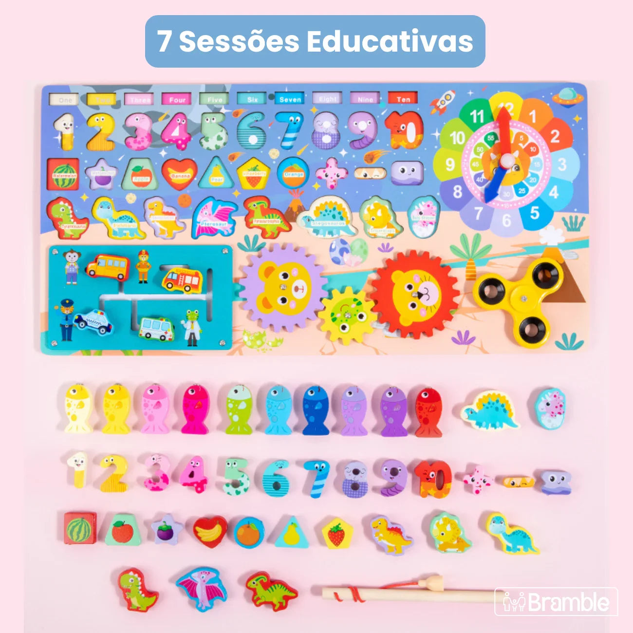 Tabuleiro Educativo Sensorial 7 em 1 Montessori para Desenvolvimento e Coordenação Motora