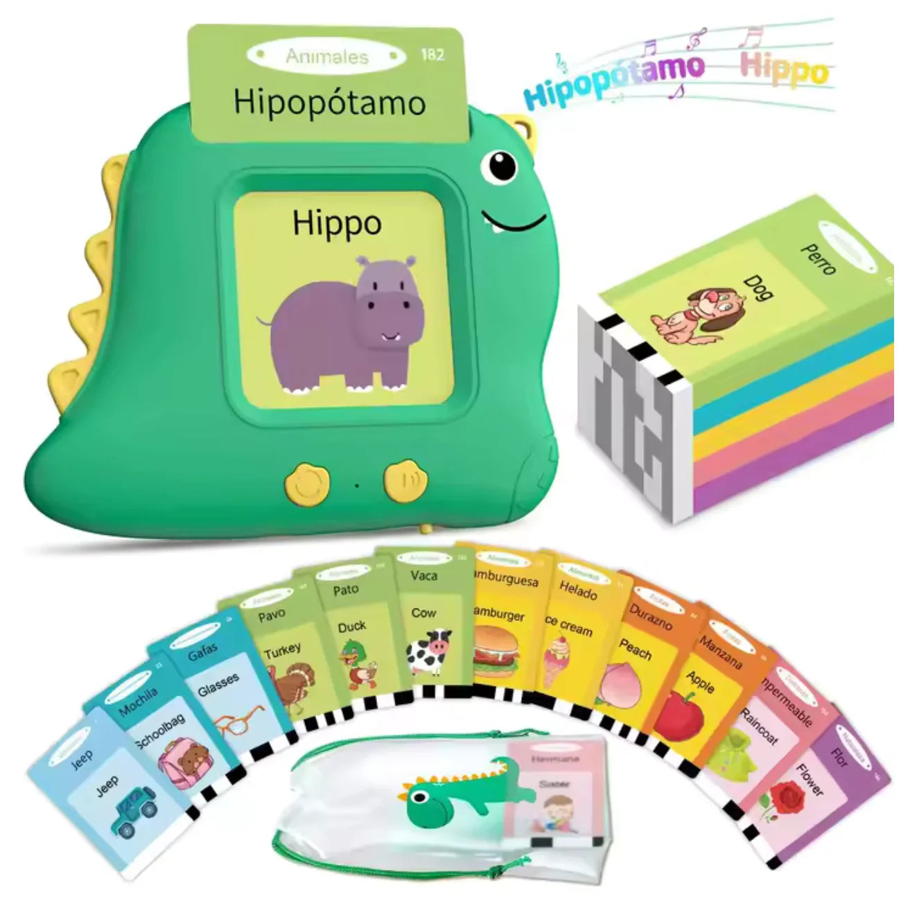 Brinquedo para Aprender Inglês: Leitor de Cartões Bilíngue com 224 Palavras