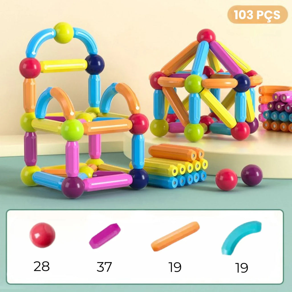 Brinquedo Blocos de Montar Magnéticos para Coordenação Motora e Raciocínio