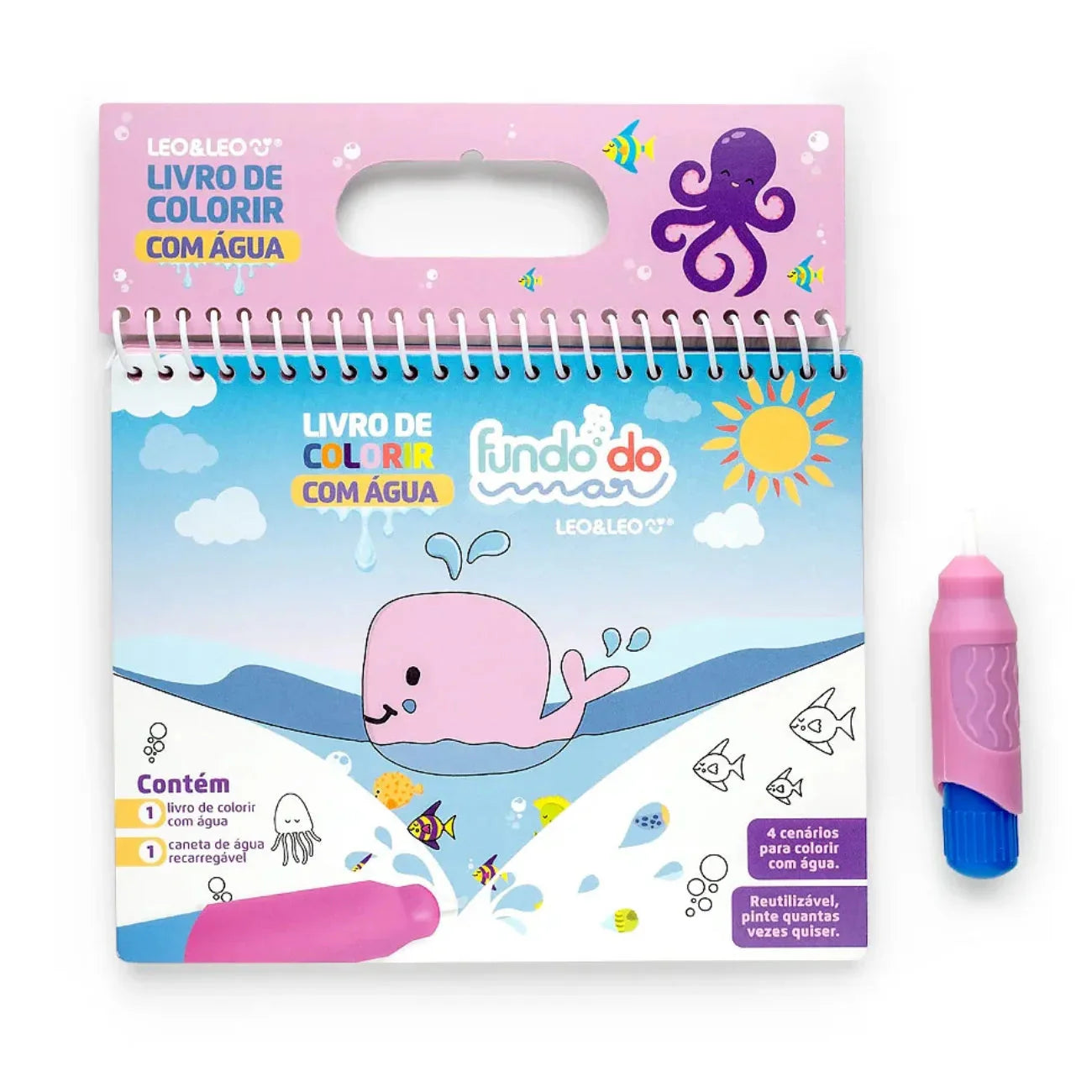 Aquabook Divertido: Livro de Colorir e Pintar com Água Reutilizável
