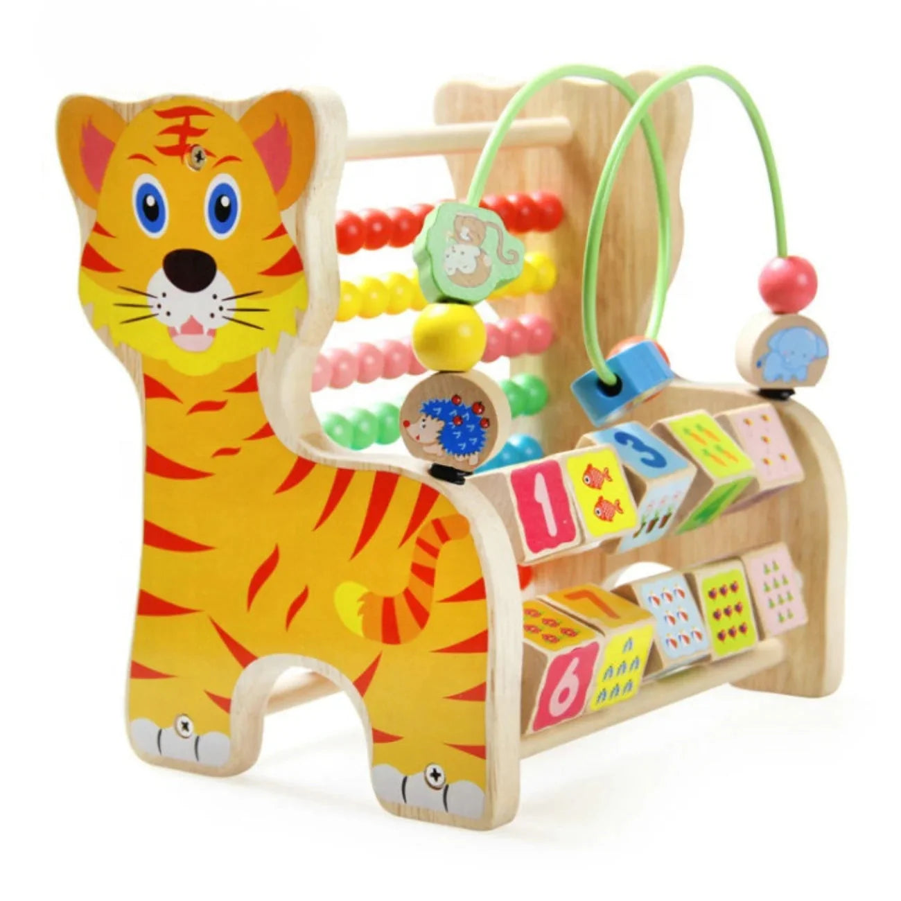 Brinquedo Educativo 3 em 1 Montessori: Ábaco Colorido, Aramado e Cubos Didáticos